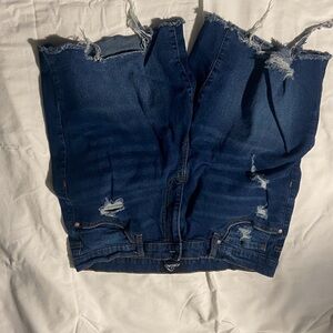 Jordache Dark Blue Distressed Women's Cropped Shorts